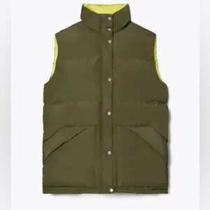 Tory Burch Sport Down Vest.  Olive Green Puffer Vest New without Tags. Size Med